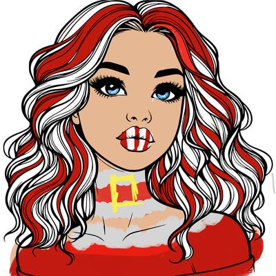 realistic girl with wavy hair and lips