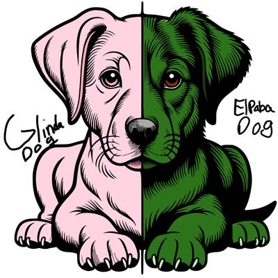 realistic dog split picture