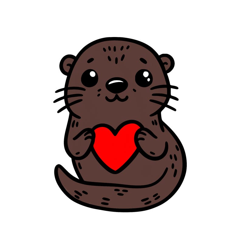 otter with a heart