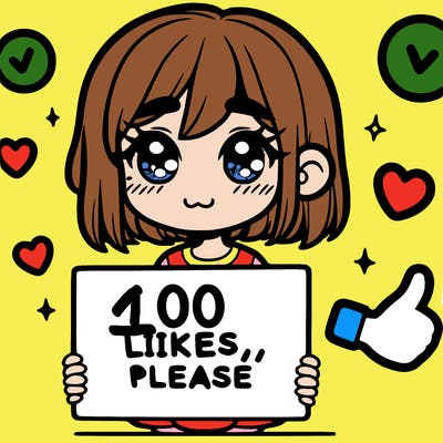 a girl with a sign saying 100 likes, please