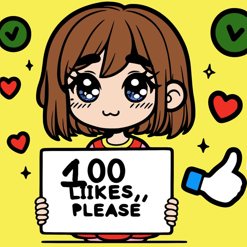 a girl with a sign saying 100 likes, please
