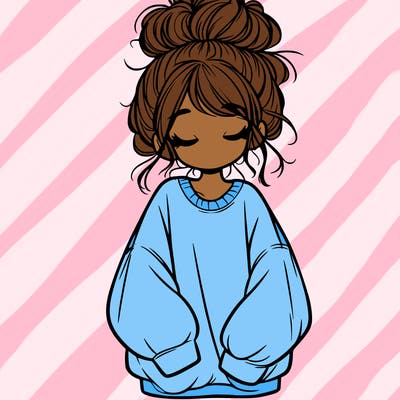 girl with baggy sweatshirt and messy bun