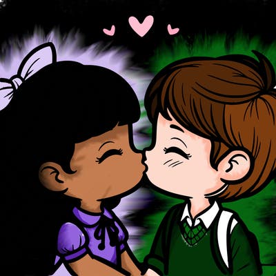 boy and girl kissing