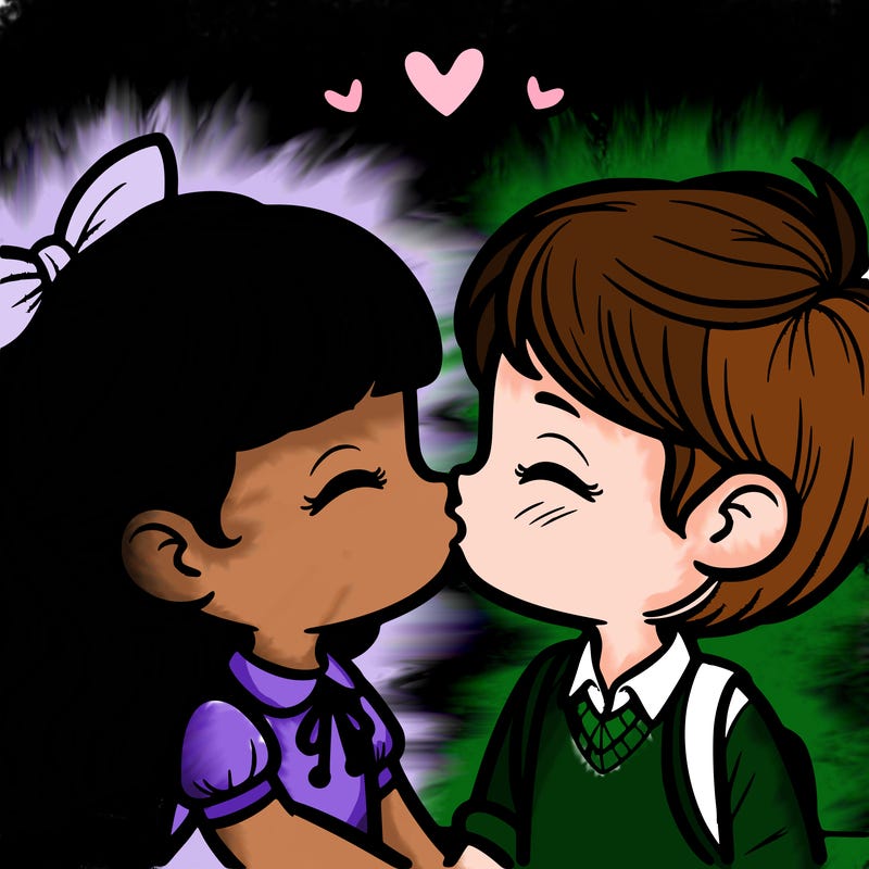 boy and girl kissing