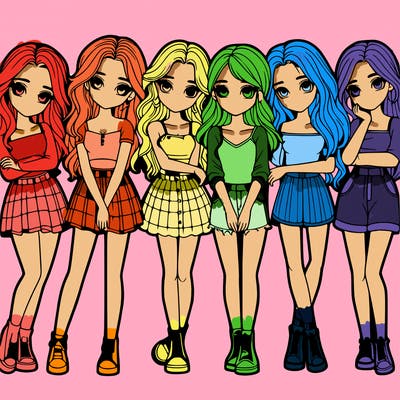 a group of girls realistic