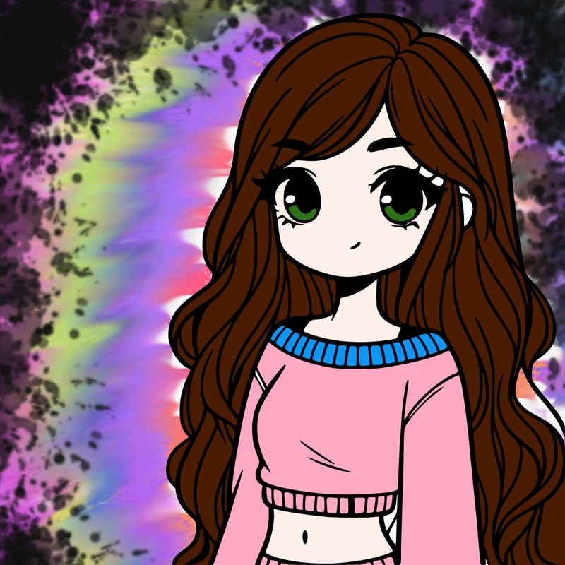 girl with long hair and a crop top with a sweater