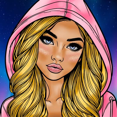 realistic beautiful girl with a hood on