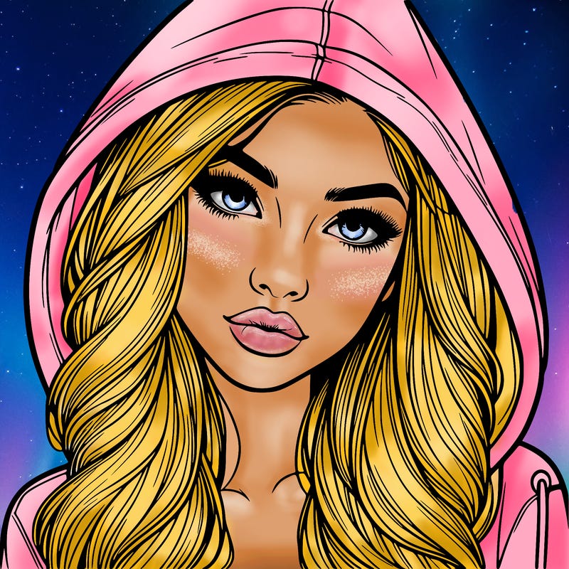 realistic beautiful girl with a hood on