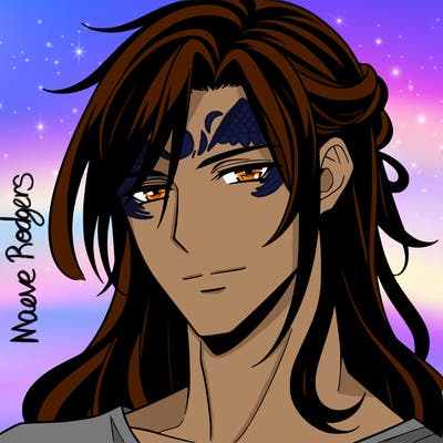 handsome anime man with long dark hair