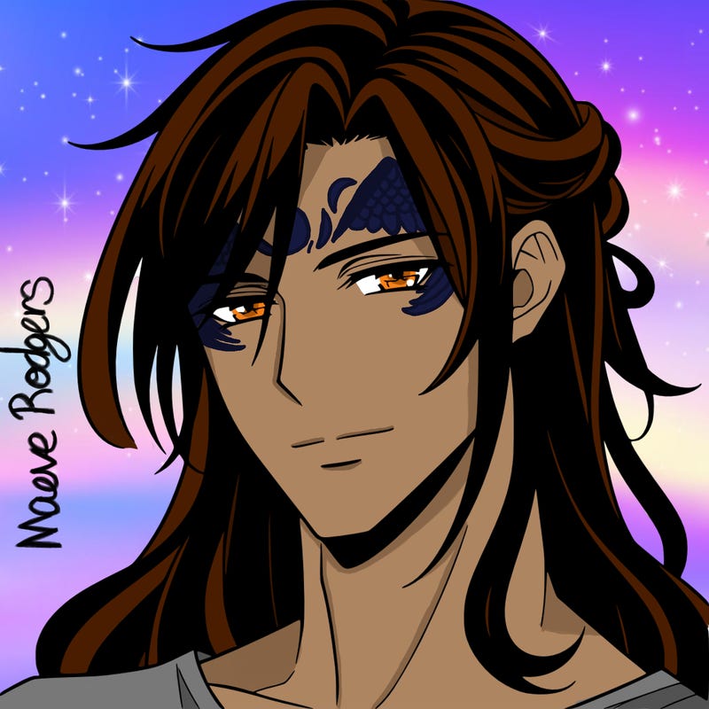 handsome anime man with long dark hair