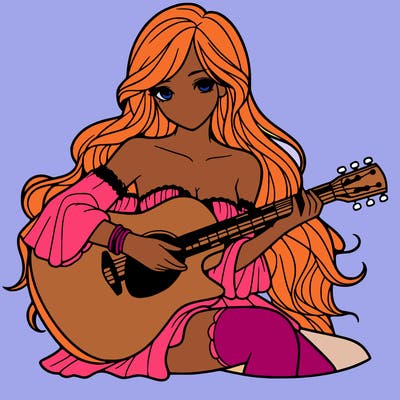 beautiful girl playing the guitar