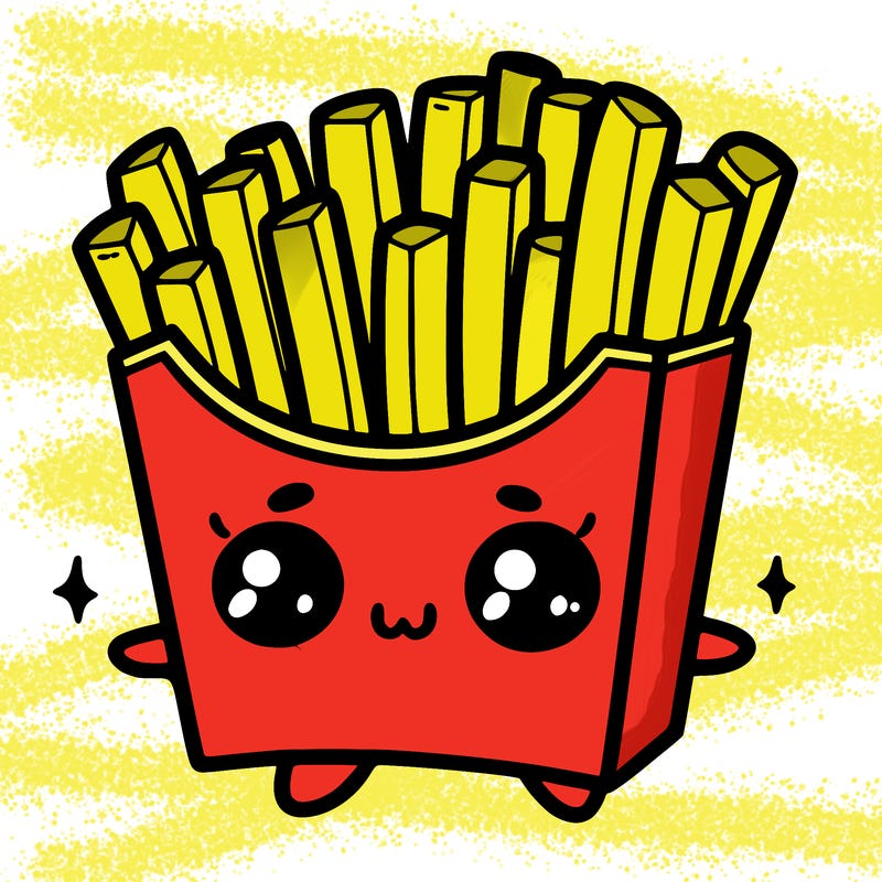 a cute. french fries