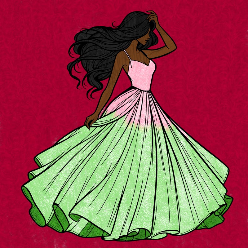 realistic woman with dress flowing in the wind