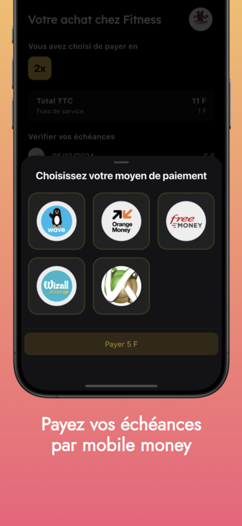 Prime Store - Prime Storeアプリでの分割払いのためのモバイルマネー決済方法の選択。