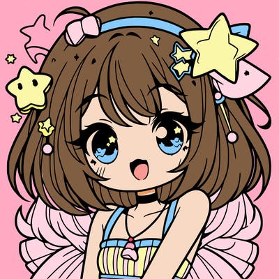 cute anime girl with star accessories