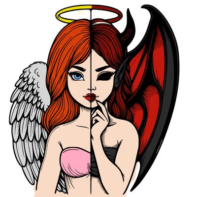 realistic angel half demon