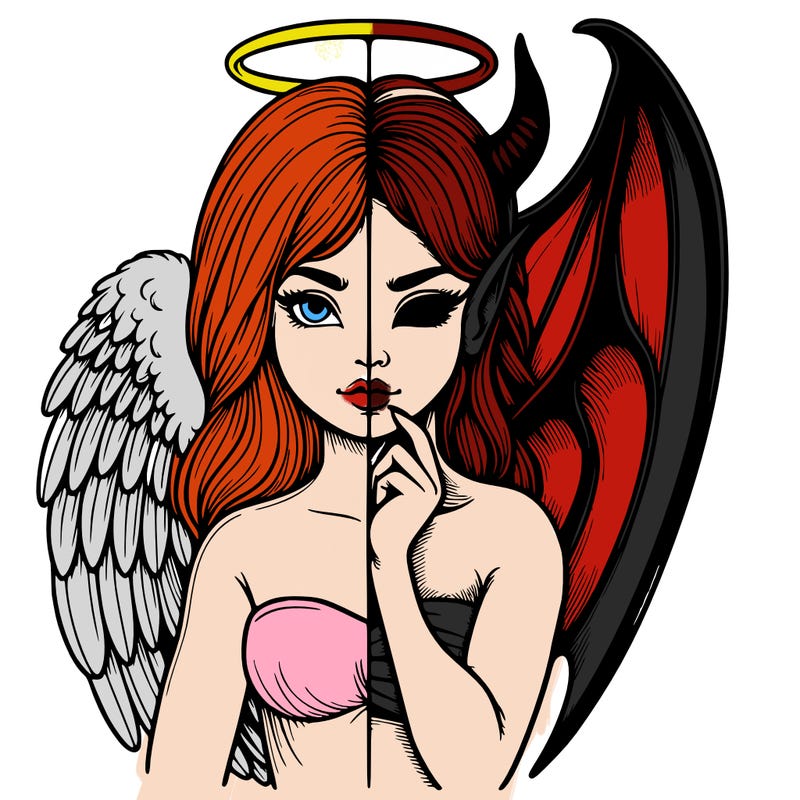 realistic angel half demon