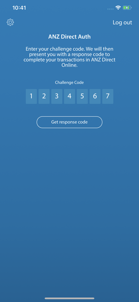 ANZ Direct Auth - ANZ Direct Auth Challenge-Code-Eingabebildschirm