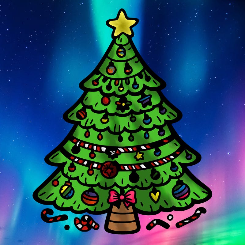 christmas tree with lots of details