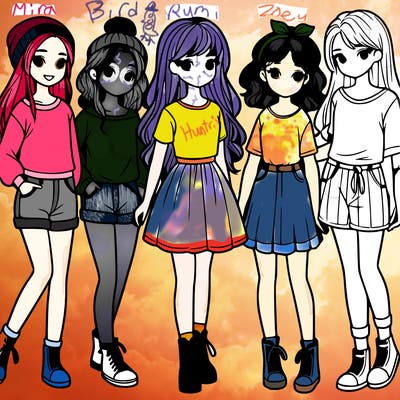 a group of five girls