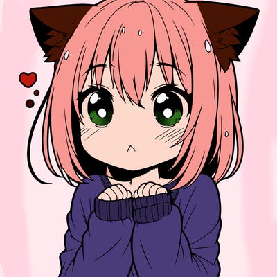 shy anime catgirl
