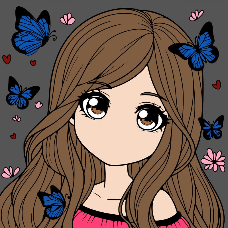 realistic girl with butterflies around her