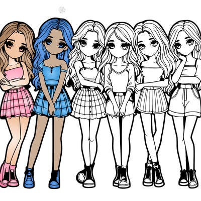 a group of girls realistic