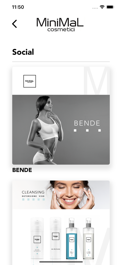 Materiales de marketing en redes sociales para profesionales de la belleza en la aplicación Minimal Group Pro