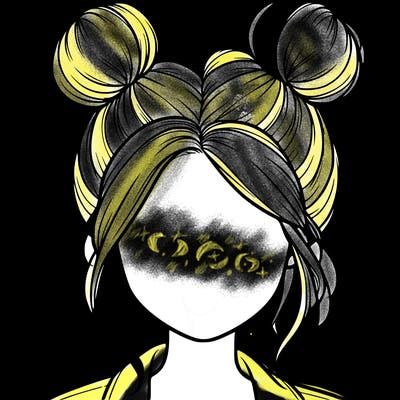 realistic girl with buns on the top of her hair