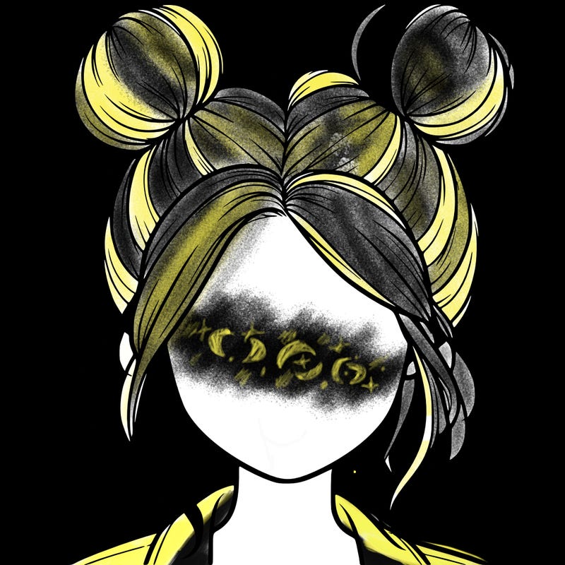 realistic girl with buns on the top of her hair