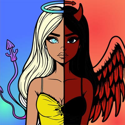 devil vs angel realistic girl