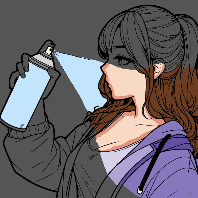a realistic girl spray, painting