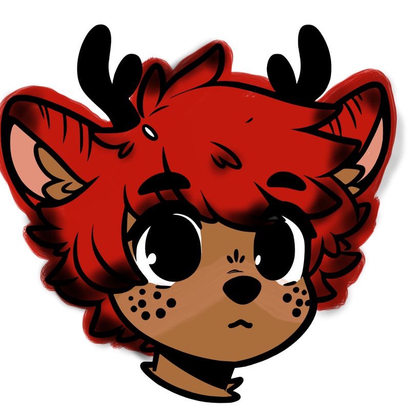 a humanoid deer with soft fluffy ears