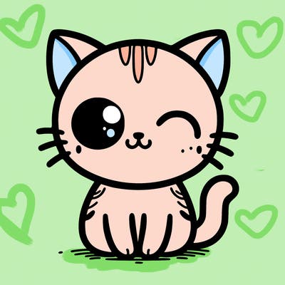 super simple cute kitten with one eye