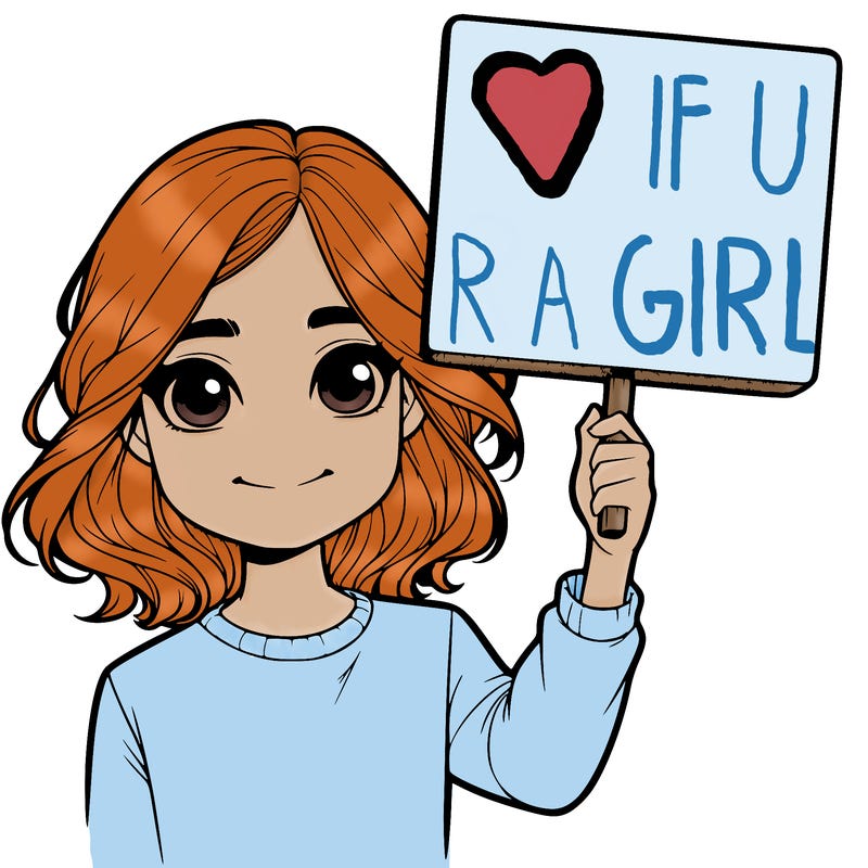 realistic girl holding up a sign