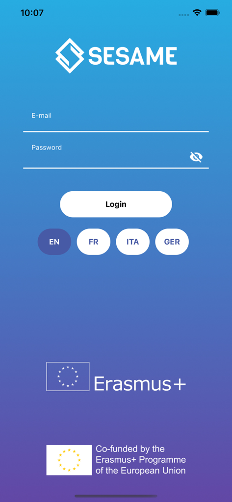 Sesame - Anmeldeseite der Schul-App für psychische Gesundheit "Sesam"