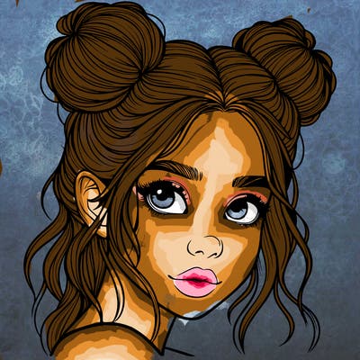 realistic girl with hair buns on her head