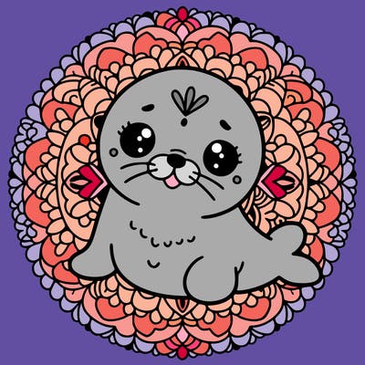a cute baby seal mandala