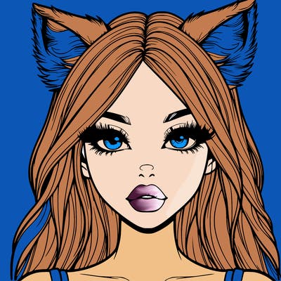 realistic girl with fox ears and realistic lips