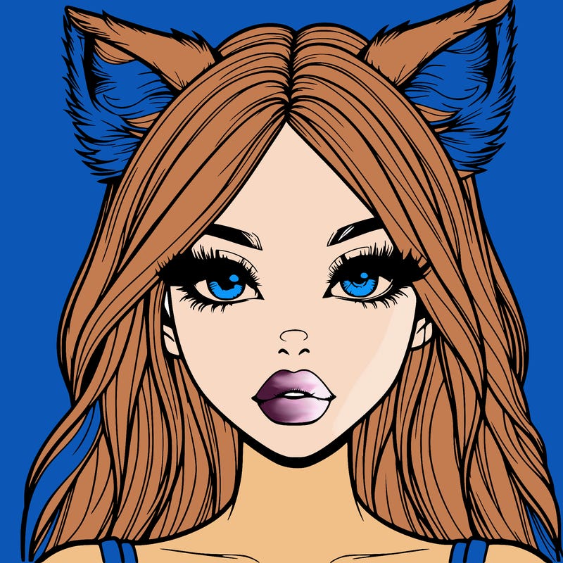 realistic girl with fox ears and realistic lips