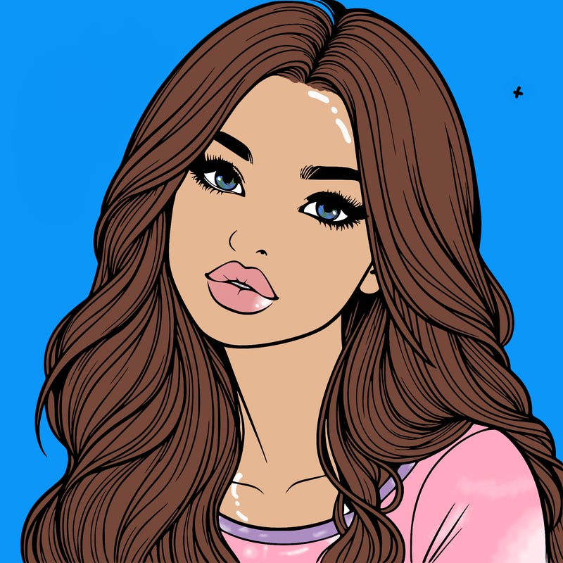 realistic girl with hair on her hair and lips