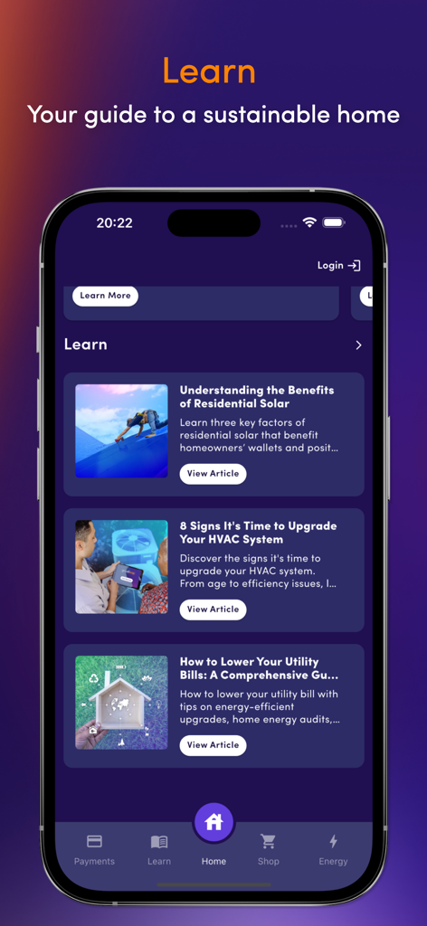 GoodLeap Home - Artículos educativos para propietarios en la aplicación móvil GoodLeap Home.