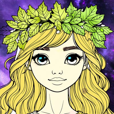 realistic girl with fall leaf crown
