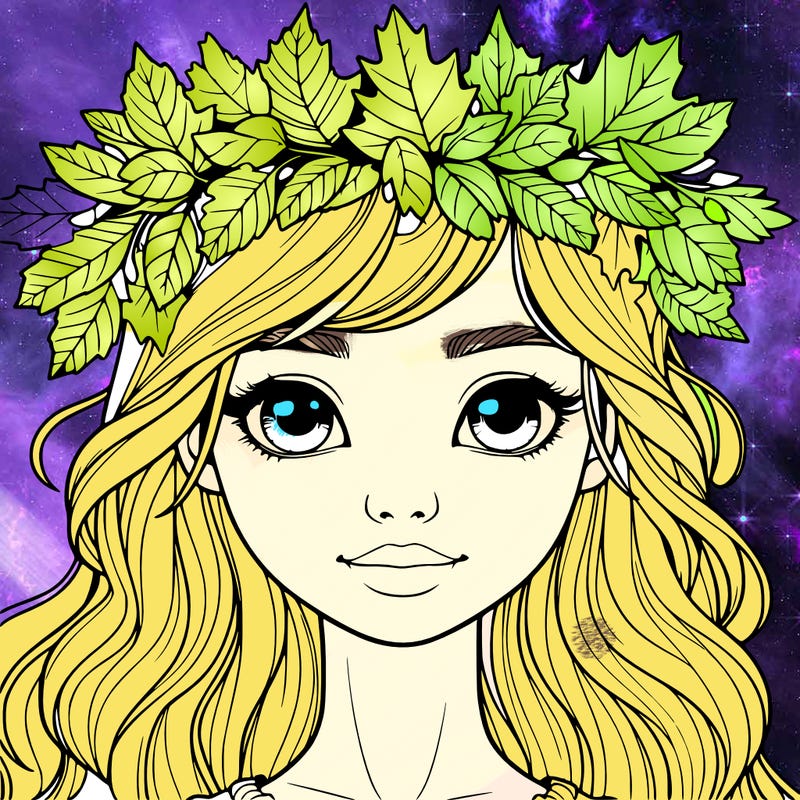 realistic girl with fall leaf crown