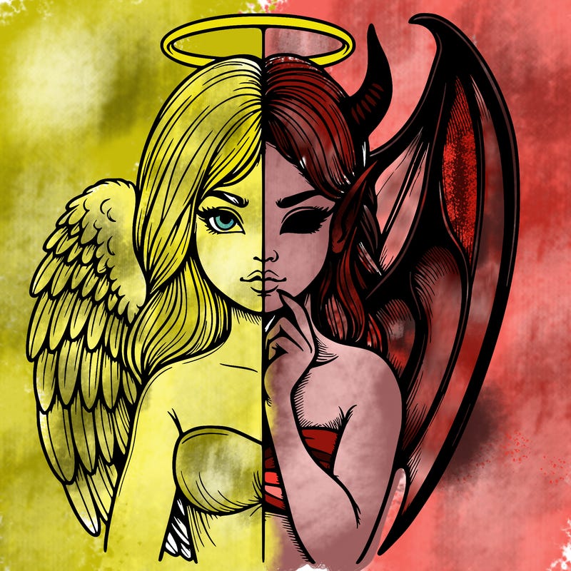 realistic angel half demon