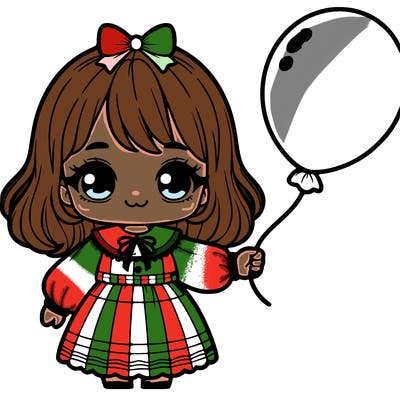 cute preppy little girl white ballon