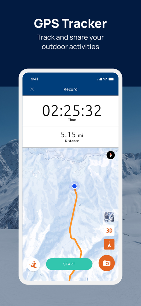 Cypress Mountain app GPS tracker screen showing ski run map and stats