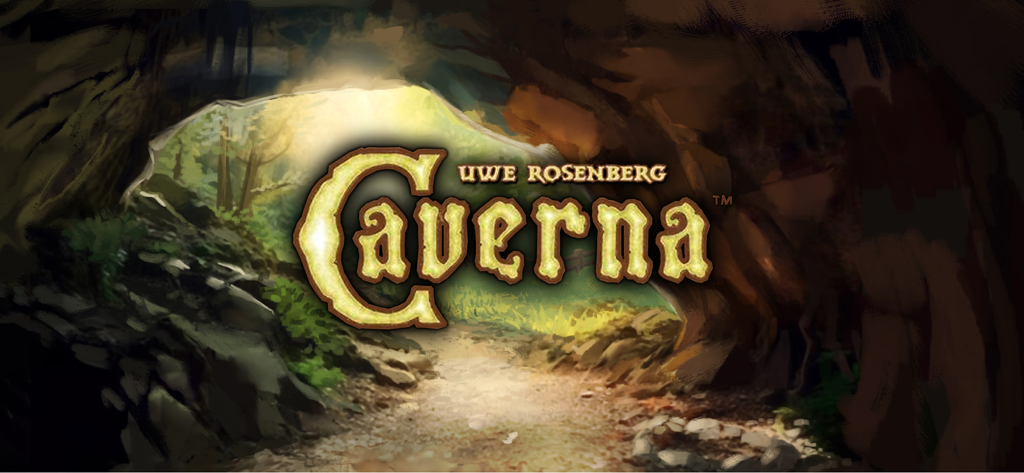 Caverna - Caverna mobile game title screen with cave and forest backdrop