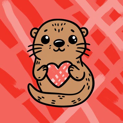 otter with a heart