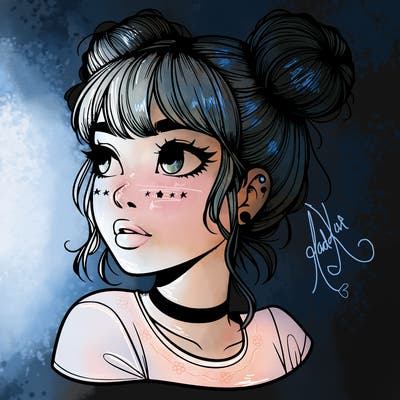 realistic girl with spacebuns